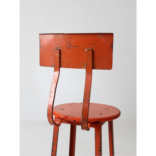 Rustic Vintage Industrial Stool For Sale - Image 3 of 9