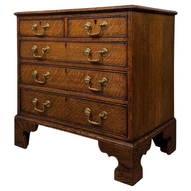 Antique Georgian Style Oak Chest of Drawers For Sale - Image 3 of 12