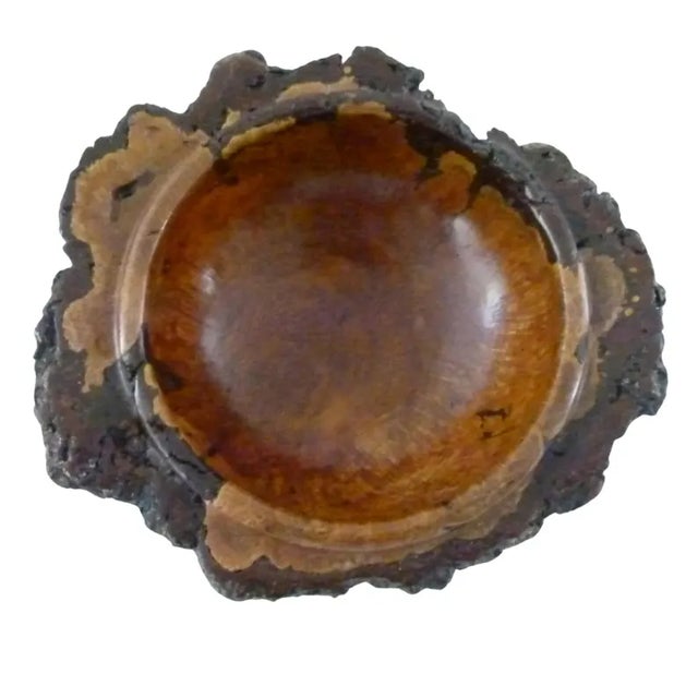 Hoyt G. Brown Signed 9" Cherry Burl Bowl | Appalachian Folk Art | Live Edge Wood Bowl For Sale - Image 10 of 11