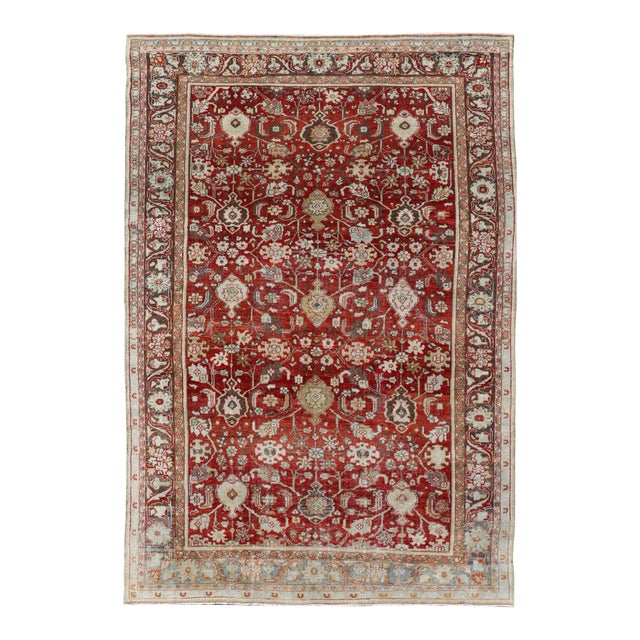 Mid 20th Century Vintage Persian Sultanabad-Mahal With All-Over Sub-Geometric Floral Design 7'1 X 11'6 For Sale