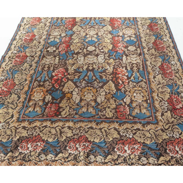 Textile Antique Ukrainian Floral Rug, circa 1880 For Sale - Image 7 of 9