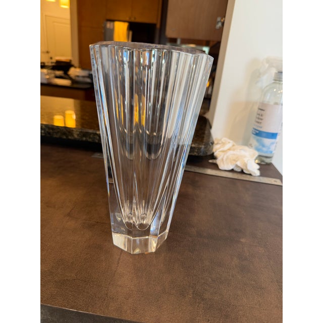 Glass Large Orrefors Architectural Style Crystal Vase For Sale - Image 7 of 11