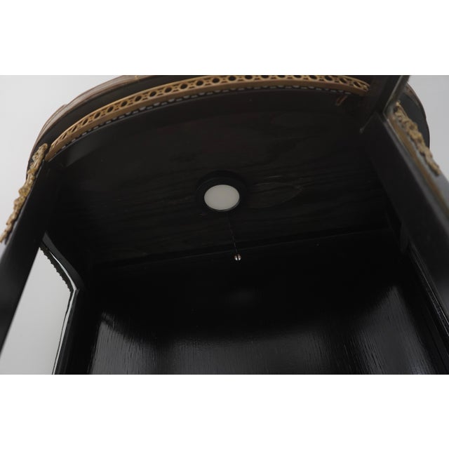 Vintage Louis XV Style Brass & Ebony Marble Top Vitrine Curio Cabinet For Sale In Philadelphia - Image 6 of 16