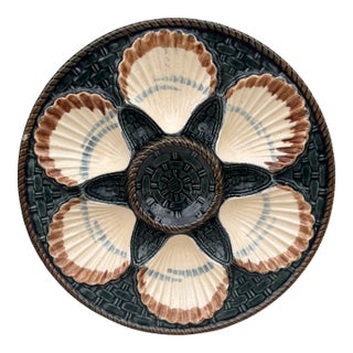 19th Century Majolica Oyster Plate Longchamp For Sale