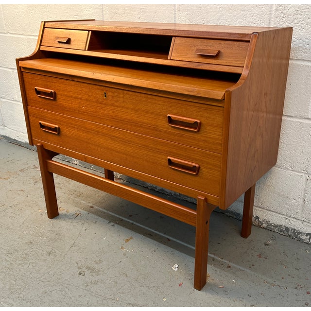Mid 20th Century Mid-Century Danish Modern Teak Secretary Desk For Sale - Image 5 of 18