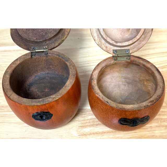 Two 20th Century English Style Polychromed Carved Wood Apple Boxes/ Tea Caddies - a Pair For Sale In West Palm - Image 6 of 10