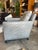 Animal Skin Gray Leather Arm Chair and Ottoman For Sale - Image 7 of 9