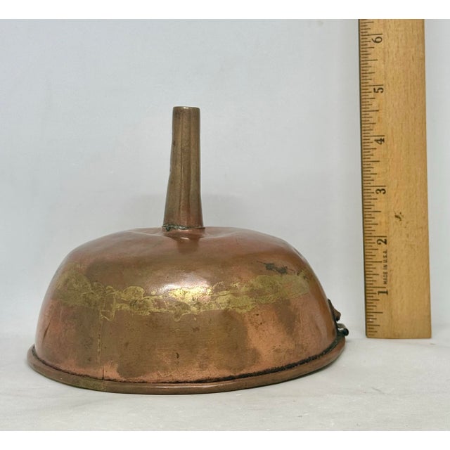 Metal Mid 19th Century Swedish Copper Funnel Hand-Forged With Tin Lining Rustic Kitchen Farmhouse Decor For Sale - Image 7 of 12