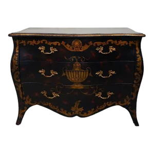 Mid 20th Century Maitland Smith George Style Painted Bombe Commode Dresser