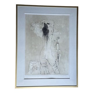 Jansem Jean, Nu De Dos a La Rose Vers, 1970, Ink on Paper For Sale