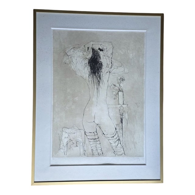 Jansem Jean, Nu De Dos a La Rose Vers, 1970, Ink on Paper For Sale