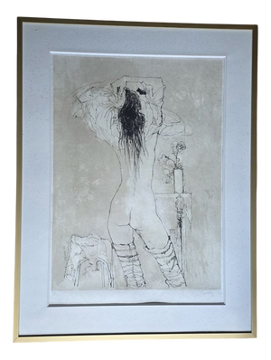 Jansem Jean, Nu De Dos a La Rose Vers, 1970, Ink on Paper