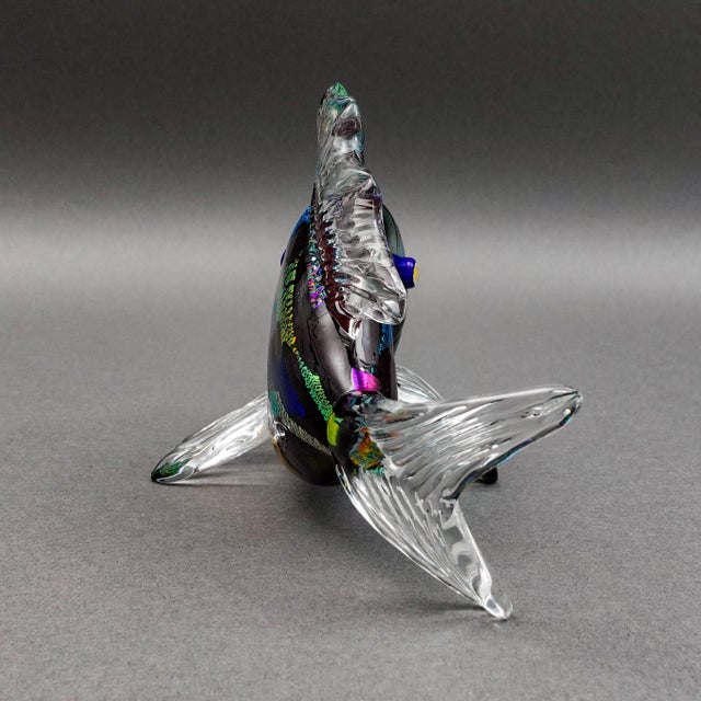 Mid 20th Century Bruce Fruend Signed Iridescent Dichroic Hand Blown Art Glass Fish Sculpture For Sale - Image 5 of 9