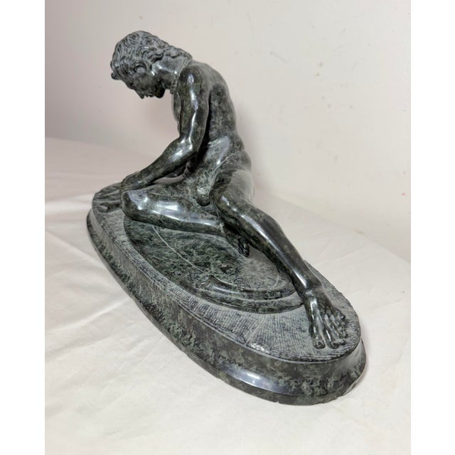 Antique 1800's Hand Carved Green Serpentine Marble the Dying Gaul Sculpture For Sale - Image 10 of 18