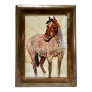 Vintage w.c. Vincent Horse Watercolor Painting Framed For Sale