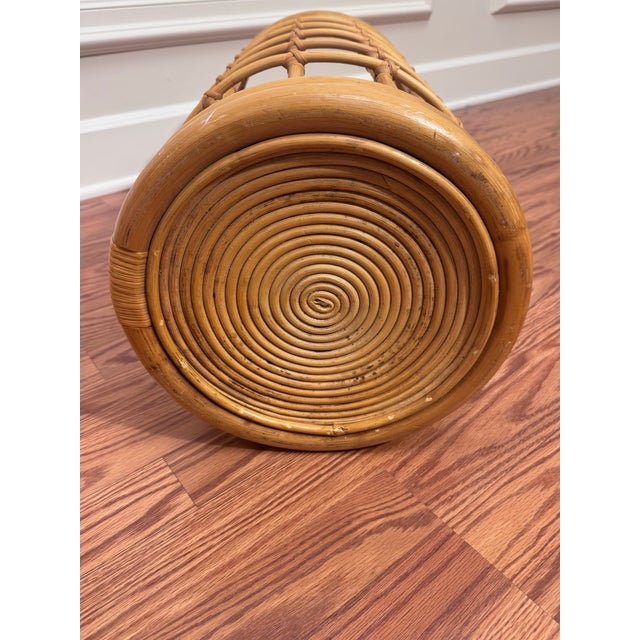 Vintage Mid Century Boho Chic Bamboo and Rattan Umbrella Stand Styled After Franco Albini For Sale - Image 11 of 11