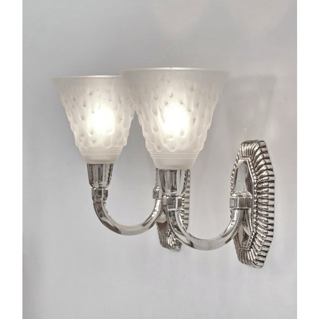 Muller Frères French Art Deco Wall Sconces by Capon & Muller Freres 1930 France - A Pair For Sale - Image 4 of 13