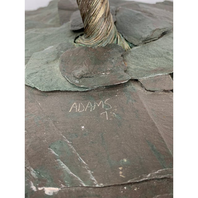 Metal 1978 Silver Plated Tree Sculpture on Slate Base For Sale - Image 7 of 8