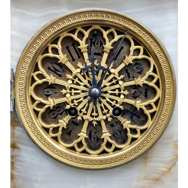 Gold 19th Century Onyx and Bronze Clock with William Shakespeare For Sale - Image 8 of 14