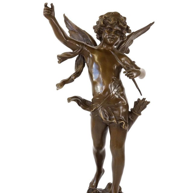 Art Deco Style Angel Sculpture, Green Patinated Bronze For Sale - Image 3 of 8