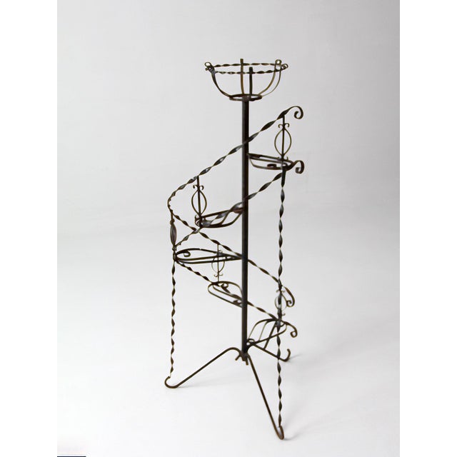 Mid-Century Wrought Iron Tiered Plant Stand For Sale - Image 10 of 16
