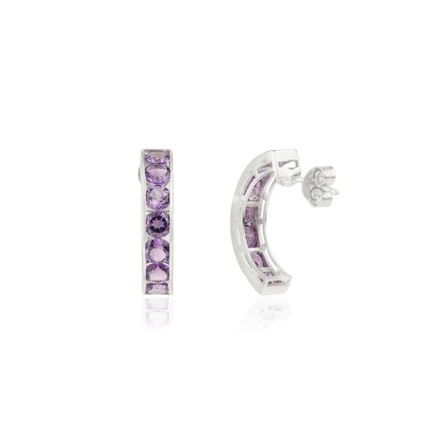 Contemporary Timeless Amethyst Solid Silver Earrings for Everyday Wear, A Pair For Sale - Image 3 of 9