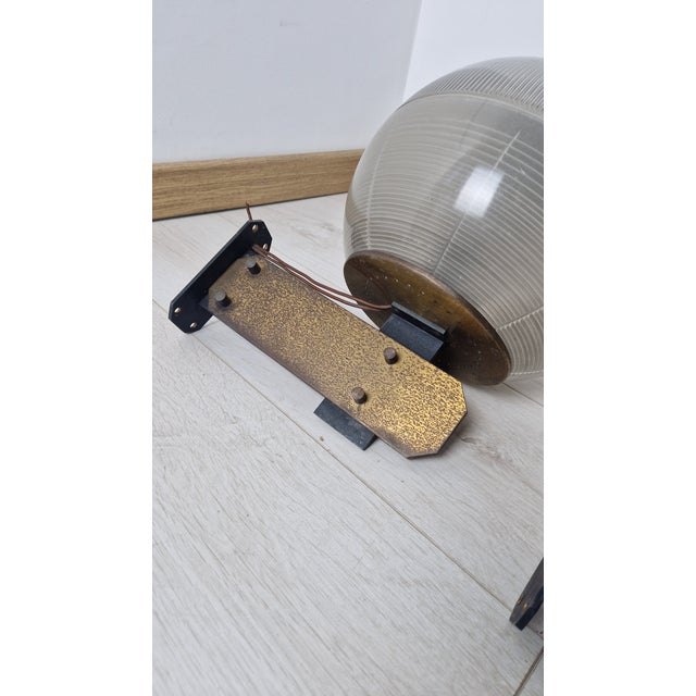 Metal Feltre Wall Lamps in Brass and Glass from Greco, 1960s, Set of 2 For Sale - Image 7 of 11