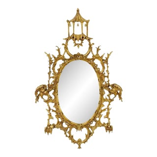Chinese Chippendale Style Giltwood Mirror For Sale