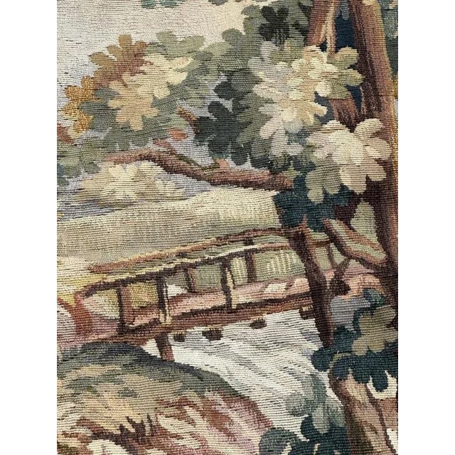 Brown Mid-Century Modern French Handwoven The Village Tapestry from Aubusson, 1920s For Sale - Image 8 of 18