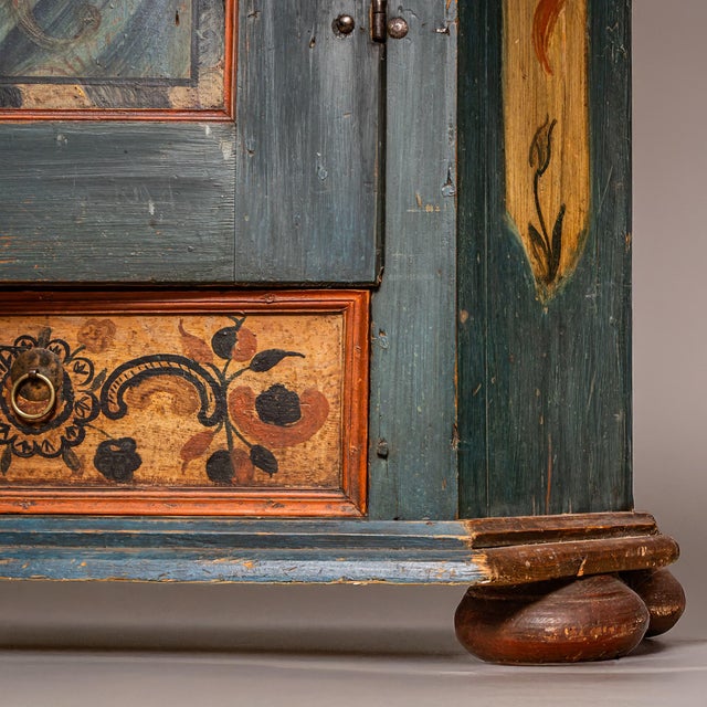 Wood South German Folk Art Hand-Painted Wardrobe, 1860 For Sale - Image 7 of 8