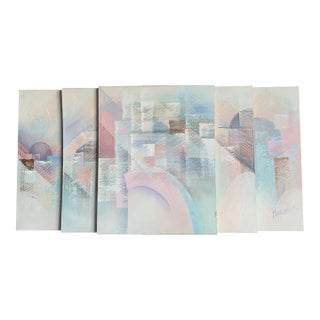 1980s Vintage Stack Canvas Art For Sale