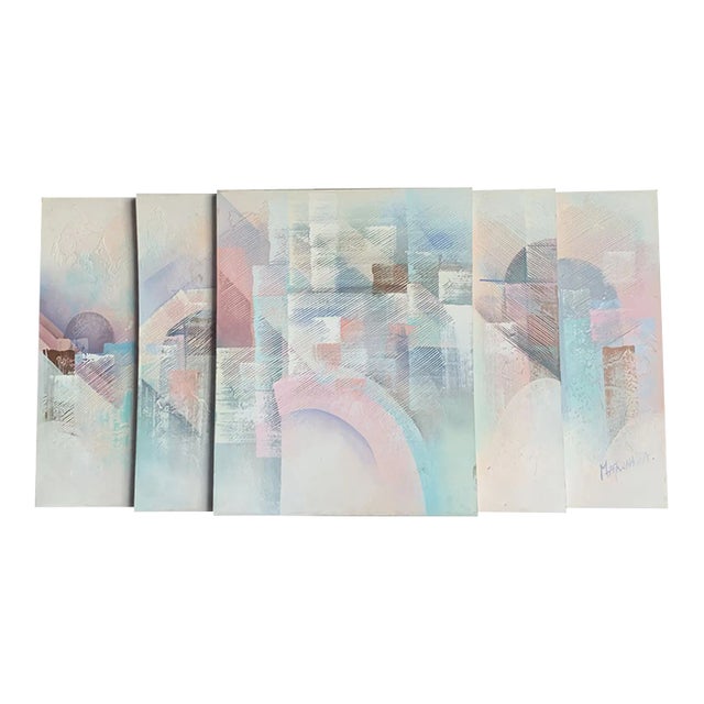 1980s Vintage Stack Canvas Art For Sale