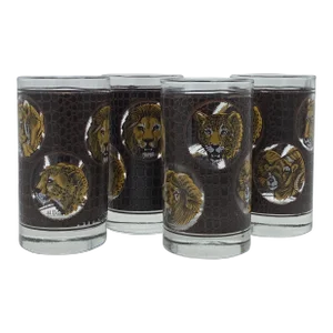 Vintage African Safari Animal Textured Tumbler Drink Glasses- Set of 4