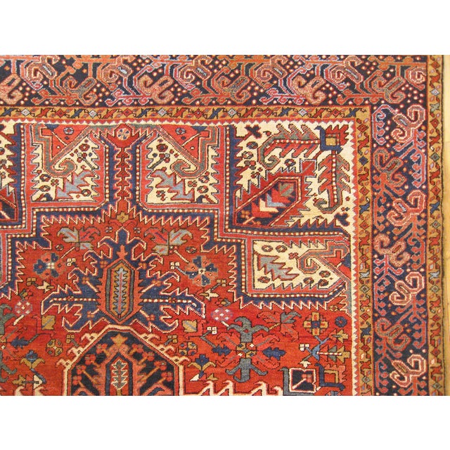 Red Vintage Persian Decorative Oriental Heriz Rug in Room Size For Sale - Image 8 of 9