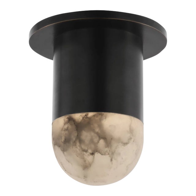 Kelly Wearstler for Visual Comfort Signature Melange Mini Monopoint Flush Mount in Bronze with Alabaster For Sale