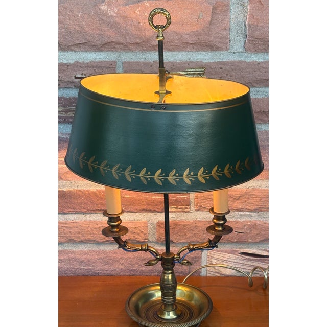 Antique French Bouilette Brass Metal Shade Table Lamp, 1930s For Sale - Image 10 of 14