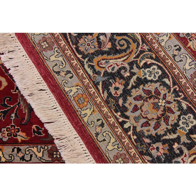 Textile Shabby Chic Floral 1990's Pak-Persian Red/Black Wool Rug - 6'2'' X 9'0'' For Sale - Image 7 of 9