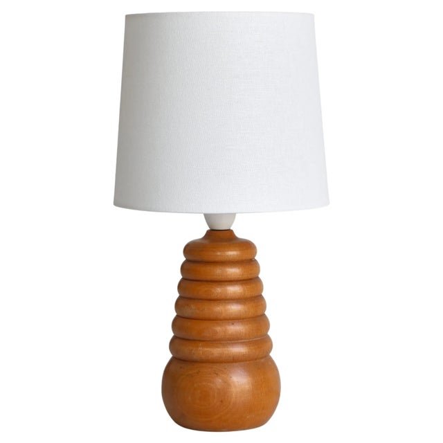 Table Lamp in Turned Beechwood Scandinavian Modern, Denmark, 1950s For Sale - Image 9 of 9