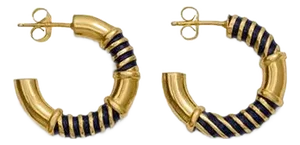 Hoop Earrings With Striped Enamel Details- Set of 2