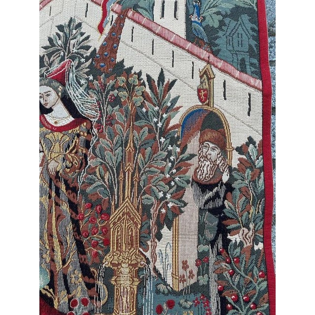 Vintage French Jacquard King Arthur Legend Tapestry by Aubusson, 1990s For Sale - Image 12 of 18
