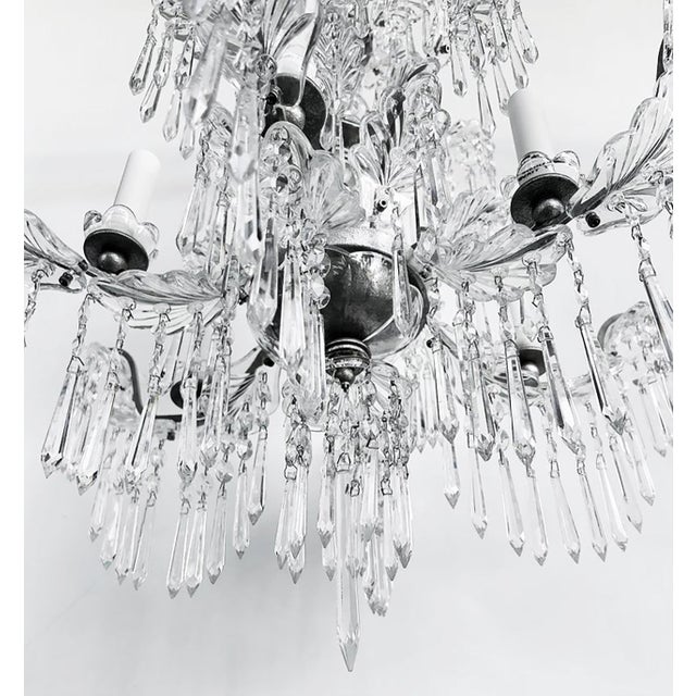 Mid 20th Century Fine Quality Six-Arm Crystal Chandelier, Schoenbeck Lighting Attributed For Sale - Image 4 of 9