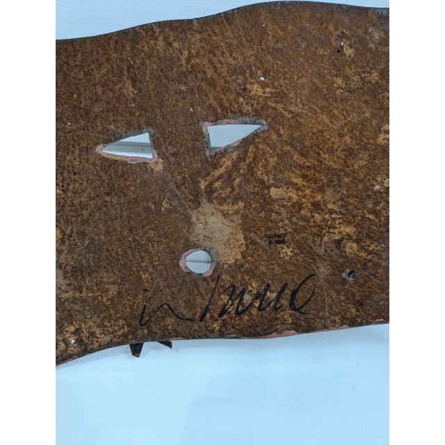 1980s Ivan Barnett Sante Fe Folk Art Primitive Metal Sculpture Signed For Sale - Image 4 of 4