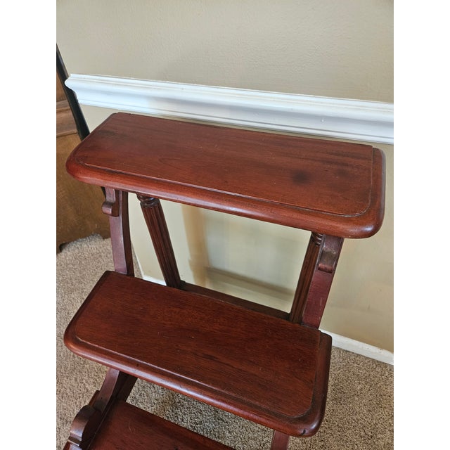 Traditional Late 20th Century Edwardian Style Library Steps For Sale - Image 3 of 11