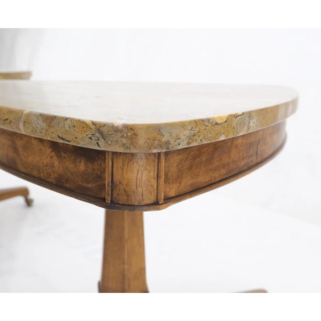 Triangular Shape Marble Tops End Side Stands Lamp Tables Tomlinson - A Pair For Sale - Image 10 of 12