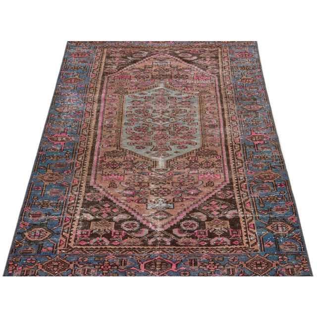 Tribal 1960s Vintage Persian Distressed Handmade Tribal Pink Wool Rug For Sale - Image 3 of 7