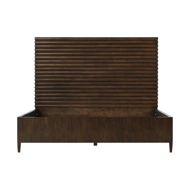 Mid Century California King Bed, featuring a stunning horizontal channeled headboard, is crafted from Prima Vera in our...
