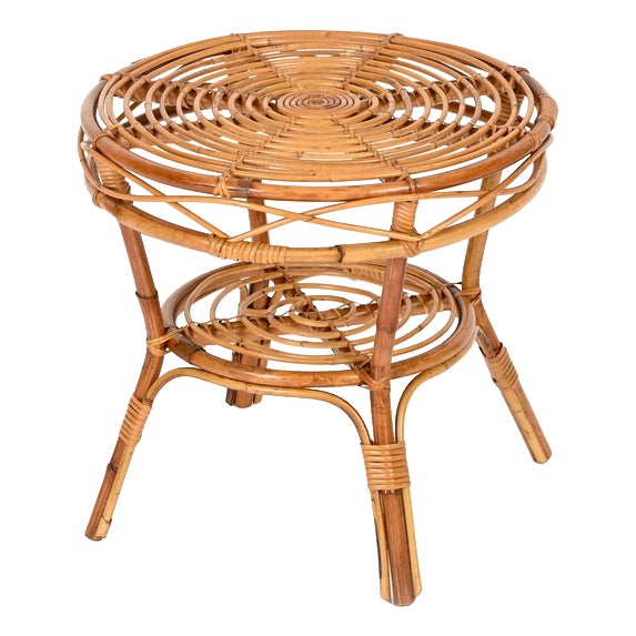 French Riviera Style Rattan and Woven Wicker Coffee Table, Italy, 1970s For Sale