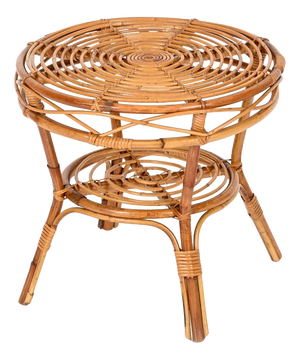 French Riviera Style Rattan and Woven Wicker Coffee Table, Italy, 1970s