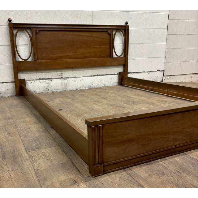 Late 20th Century Vintage Full Size Italian Provincial Neoclassical Tuscan Style Bed For Sale - Image 5 of 11