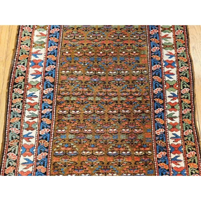 Vintage Kurdish Camelhair Runner Rug, Hand-KnottedWool, Allover Pattern, 4x14, Camelhair & Ivory For Sale - Image 4 of 12